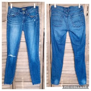 Lucky Brand Charlie Super Skinny Ripped Medium Wash Jeans Sz 0 / 25